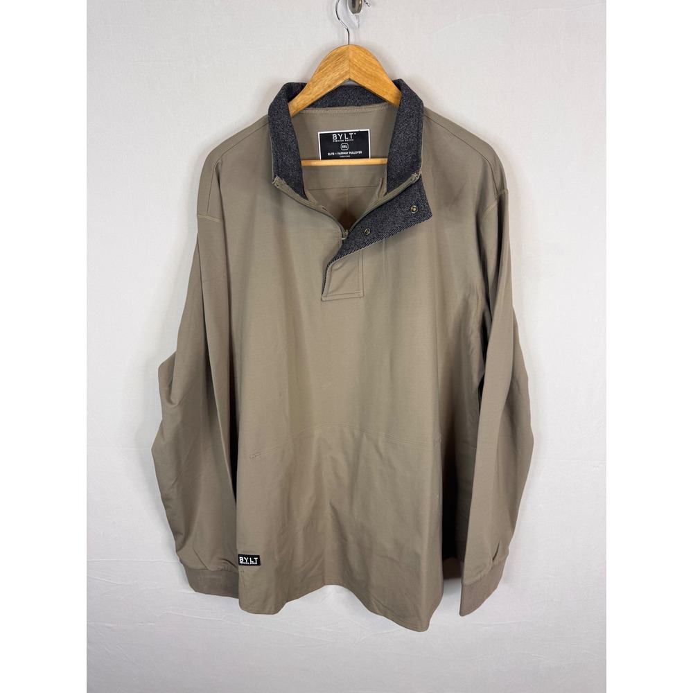 BYLT Premium Basics‎ Elite Fairway Pullover Taupe XXL Mens Quarter Zip NWT